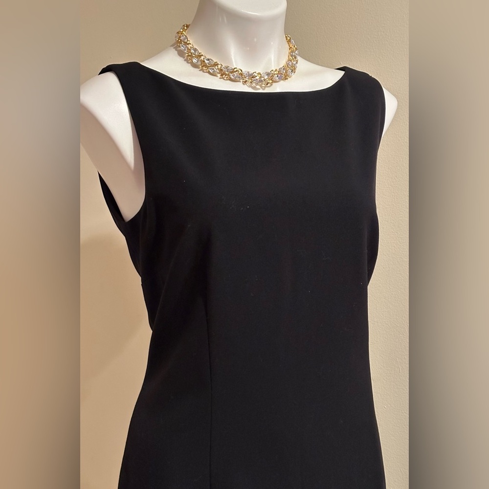 GRACE Black Sleeveless Flare Dress Ruffles Zipper Closure In Back Sz 12 - Picture 4 of 16